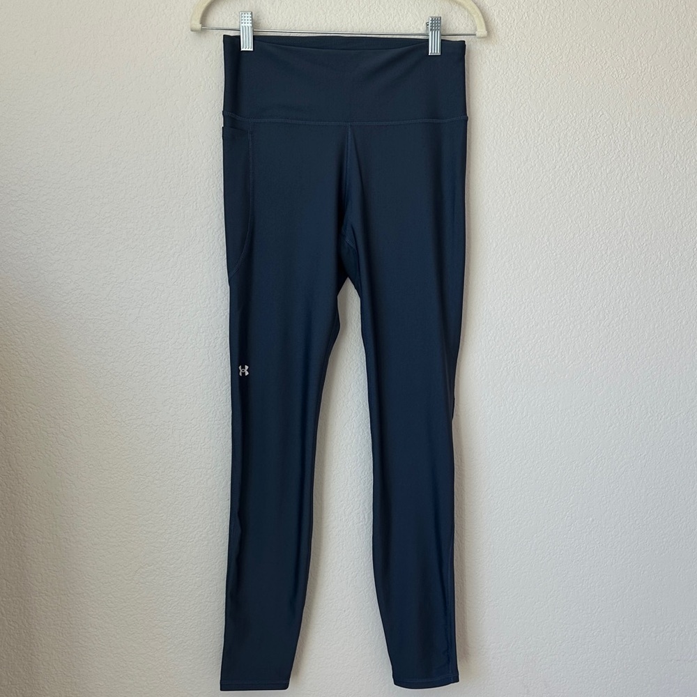 Under Armour Navy Blue High Rise Legging Womens Sz M Pocket Athletic Compression
